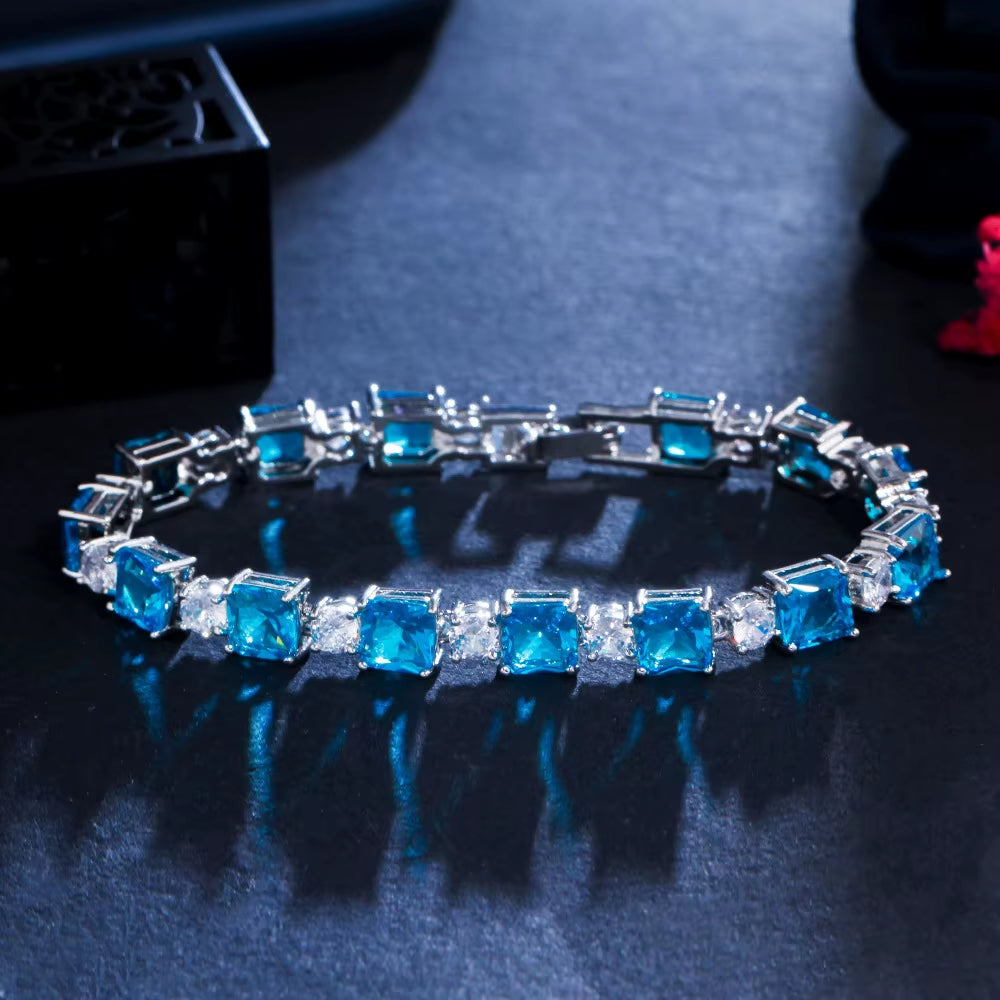 High Quality Geometric Square Zircon Bracelet Brass Fashion CZ Tennis Bracelets Women
