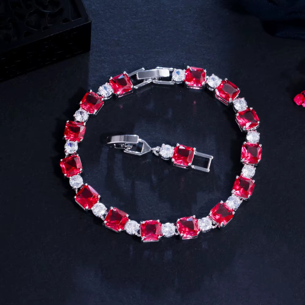 High Quality Geometric Square Zircon Bracelet Brass Fashion CZ Tennis Bracelets Women